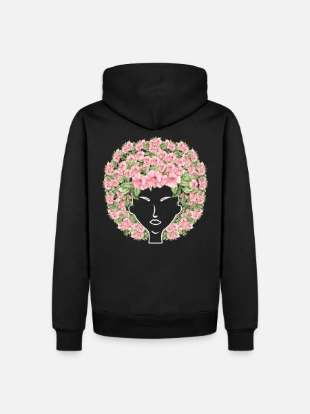 Flowers Afro - Men’s Premium Organic Hoodie - black