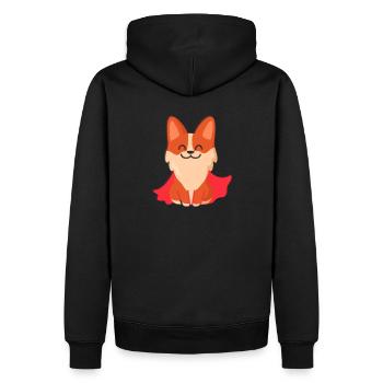 Corgi Hund Superheld - Männer Premium Bio Hoodie - Schwarz - Hinten - Nico (187cm)