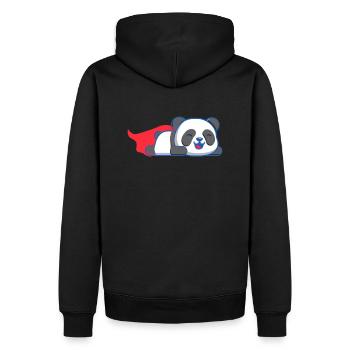 Panda Superheld - Männer Premium Bio Hoodie - Schwarz - Hinten - Nico (187cm)