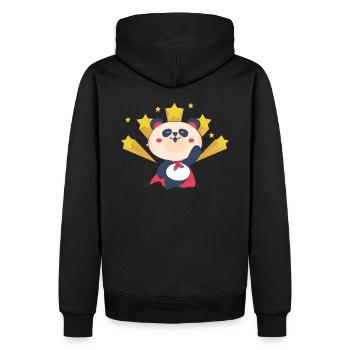 Panda Superheld - Männer Premium Bio Hoodie - Schwarz - Hinten - Nico (187cm)