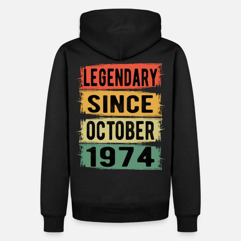 Anniversaire Rétro octobre 1974 - Sweat à capuche Premium bio Homme - noir