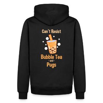 Boba Tea kawaii Mops Spruch - Männer Premium Bio Hoodie - Schwarz - Hinten - Nico (187cm)