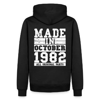1982 Birthday October Vintage Saying - Men’s Premium Organic Hoodie - black - Back - Nico (187cm)