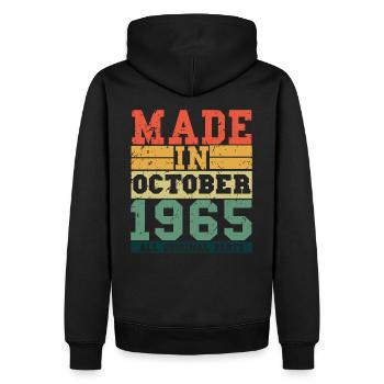1965 Geburtstag Oktober Vintage Spruch - Männer Premium Bio Hoodie - Schwarz - Hinten - Nico (187cm)