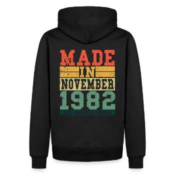 1982 Birthday November Vintage Saying - Men’s Premium Organic Hoodie - black - Back - Nico (187cm)
