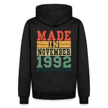 1992 Birthday November Vintage Saying - Men’s Premium Organic Hoodie - black - Back - Nico (187cm)