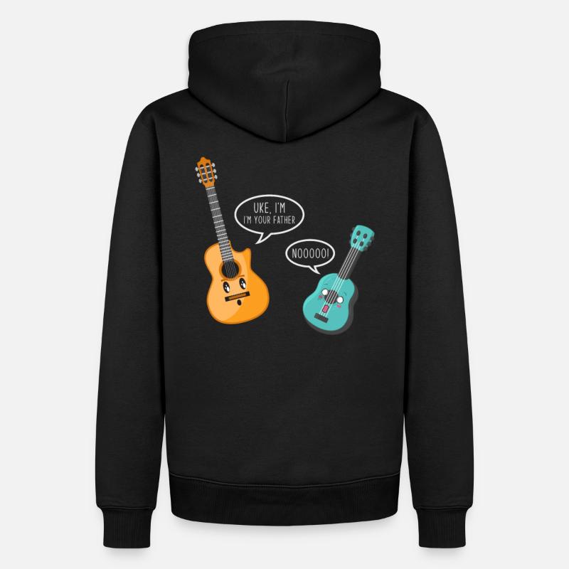 Guitare ukulélé père - Sweat à capuche Premium bio Homme - noir