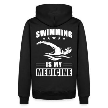 Schwimmen Schwimmer Spruch - Männer Premium Bio Hoodie - Schwarz - Hinten - Nico (187cm)