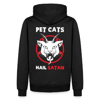 Pet Cats Hail Satan - Männer Premium Bio Hoodie - Schwarz - Hinten - Nico (187cm)