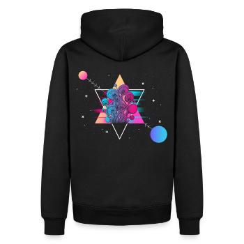 Champignon Vaporwave - Sweat à capuche Premium bio Homme - noir - Dos - Nico (187cm)