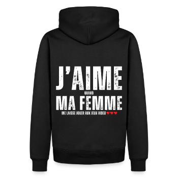 J' aime ma femme humour gaming cadeau pour gamer - Sweat à capuche Premium bio Homme - noir - Dos - Nico (187cm)