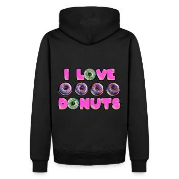 Ich liebe Donuts - Männer Premium Bio Hoodie - Schwarz - Hinten - Nico (187cm)