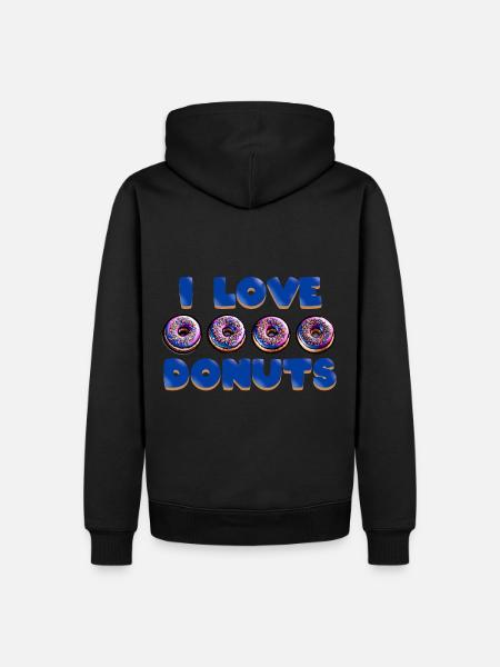 I LOVE DONUTS - Männer Premium Bio Hoodie - Schwarz