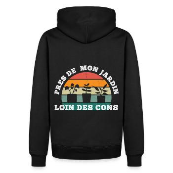Jardinage près de mon jardin humour cadeau vintage - Sweat à capuche Premium bio Homme - noir - Dos - Nico (187cm)