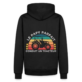 Le papy parfait conduit un tracteur cadeau vintage - Sweat à capuche Premium bio Homme - noir - Dos - Nico (187cm)