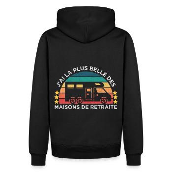 La plus belle maison de retraite humour camping - Sweat à capuche Premium bio Homme - noir - Dos - Nico (187cm)