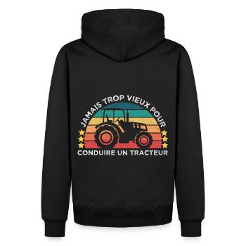 Jamais trop vieux pour conduire un tracteur rétro - Sweat à capuche Premium bio Homme - noir - Dos - Nico (187cm)