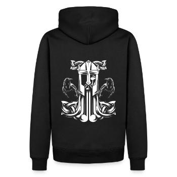 Mjölnir Hugin & Munin - Männer Premium Bio Hoodie - Schwarz - Hinten - Nico (187cm)