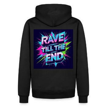 Rave - Männer Premium Bio Hoodie - Schwarz - Hinten - Nico (187cm)