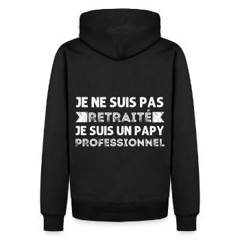 Papy retraité professionnel humour retraite cadeau - Sweat à capuche Premium bio Homme - noir - Dos - Nico (187cm)