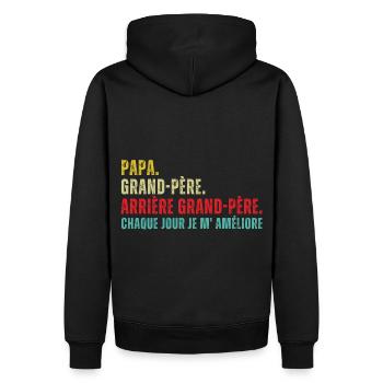 Papa,grand-père,arrière grand-père humour cadeau - Sweat à capuche Premium bio Homme - noir - Dos - Nico (187cm)