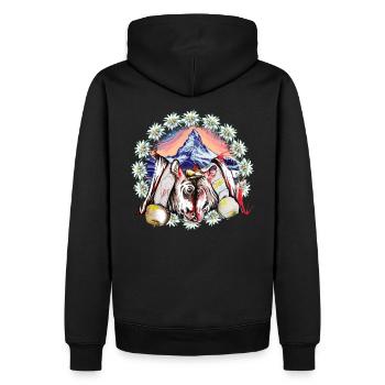 Vache d'hérens eringer avec edelweiss et Zermatt - Sweat à capuche Premium bio Homme - noir - Dos - Nico (187cm)