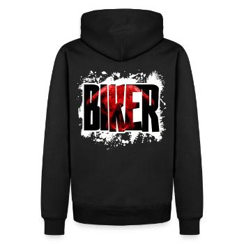 Biker Stier Logo - Männer Premium Bio Hoodie - Schwarz - Hinten - Nico (187cm)