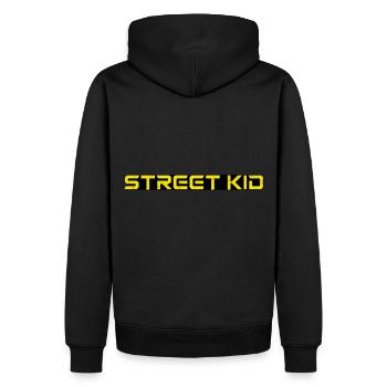 street kid punk Design Night city Cyber - Sweat à capuche Premium bio Homme - noir - Dos - Nico (187cm)