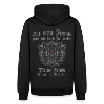 Meine Freunde - Männer Premium Bio Hoodie - Schwarz - Hinten - Nico (187cm)