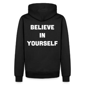 Croyez en vous - Sweat à capuche Premium bio Homme - noir - Dos - Nico (187cm)
