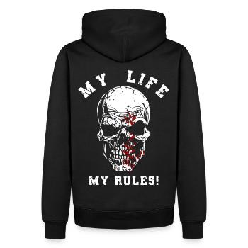 My Life My Rules - Men’s Premium Organic Hoodie - black - Back - Nico (187cm)