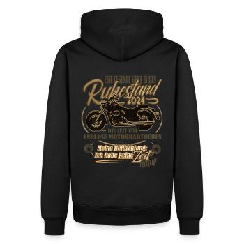 Legende, Rente, Ruhestand, Motorrad, Geschenk - Männer Premium Bio Hoodie - Schwarz - Hinten - Nico (187cm)