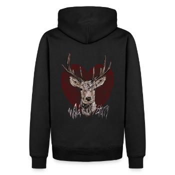 Cerf sauvage et beau, coeur, nature sauvage, cadeau - Sweat à capuche Premium bio Homme - noir - Dos - Nico (187cm)