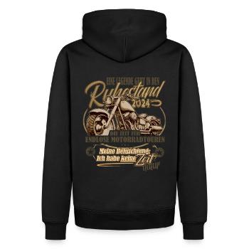 Legende, Rente, Ruhestand, Motorrad, Geschenk - Männer Premium Bio Hoodie - Schwarz - Hinten - Nico (187cm)