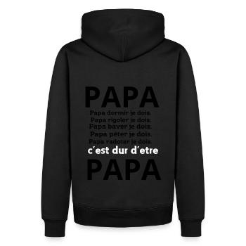 PAPA JE dois - Sweat à capuche Premium bio Homme - noir - Dos - Nico (187cm)