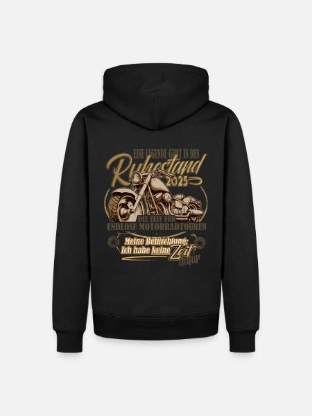 Legende, Rente, Ruhestand, Motorrad, 2025 - Männer Premium Bio Hoodie - Schwarz