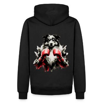 Boxing Aussie – Der Kämpferhund - Männer Premium Bio Hoodie - Schwarz - Hinten - Nico (187cm)