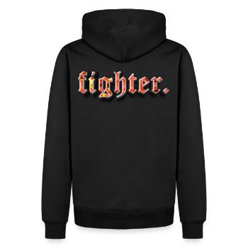 fighter. China - Men’s Premium Organic Hoodie - black - Back - Nico (187cm)