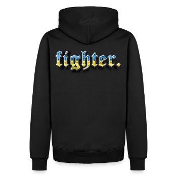 fighter. Ukraine - Men’s Premium Organic Hoodie - black - Back - Nico (187cm)