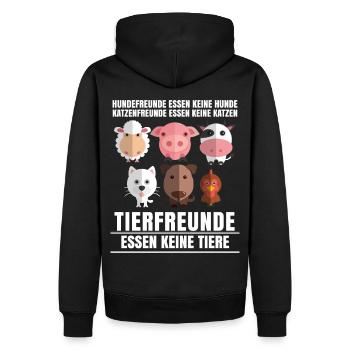 Tierfreunde essen keine - Männer Premium Bio Hoodie - Schwarz - Hinten - Nico (187cm)
