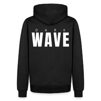 Dark Wave Backprint - Männer Premium Bio Hoodie - Schwarz - Hinten - Nico (187cm)