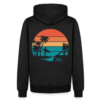 surf surfeur surfing cadeau sport surf homme femme - Sweat à capuche Premium bio Homme - noir - Dos - Nico (187cm)