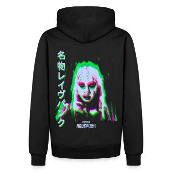 célèbre Ravepunk Cold Green Glitch - Sweat à capuche Premium bio Homme - noir - Dos - Nico (187cm)