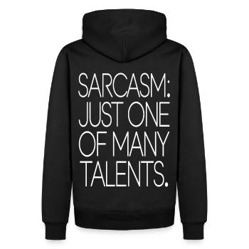 Sarcasm Talent Statement Design - Men’s Premium Organic Hoodie - black - Back - Nico (187cm)