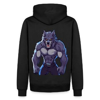féroce musclé loup-garou illustration art - Sweat à capuche Premium bio Homme - noir - Dos - Nico (187cm)