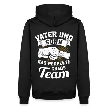 Vater und Sohn - Das perfekte Chaos Team - Männer Premium Bio Hoodie - Schwarz - Hinten - Nico (187cm)