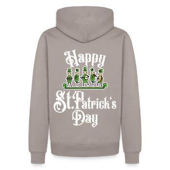 Bonne Saint-Patrick - Sweat à capuche Premium bio Homme - taupe - Dos - Nico (187cm)