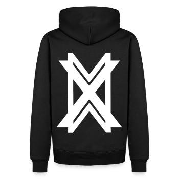Logo blanc - Sweat à capuche Premium bio Homme - noir - Dos - Nico (187cm)