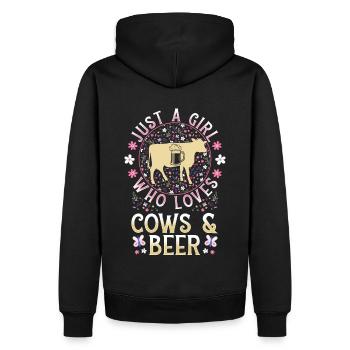 Just a girl who loves Cows and Beer - Männer Premium Bio Hoodie - Schwarz - Hinten - Nico (187cm)