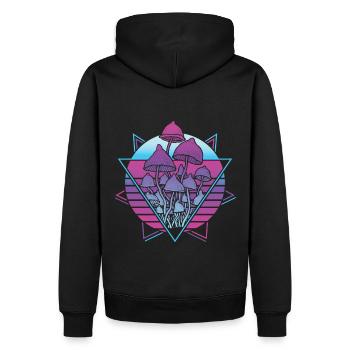 Champignons Vaporwave - Sweat à capuche Premium bio Homme - noir - Dos - Nico (187cm)
